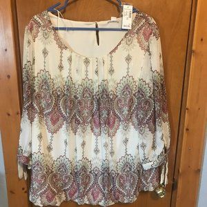 WESTPORT MEDALLION WOVEN PINTUCK Blouse 2X